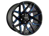 HD Off-Road Wheels Canyon Satin Black Milled with Blue Clear Wheel; 20x10; -25mm Offset (20-25 Jeep Gladiator JT)