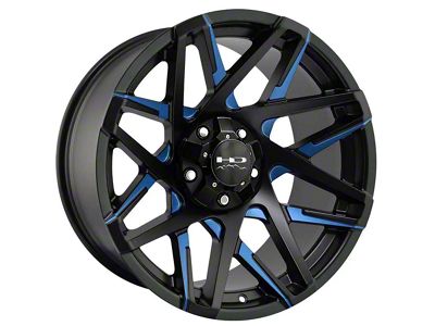 HD Off-Road Wheels Canyon Satin Black Milled with Blue Clear Wheel; 20x10; -25mm Offset (11-21 Jeep Grand Cherokee WK2)
