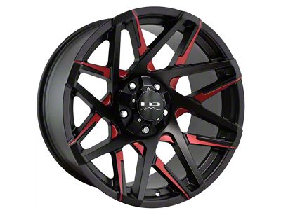 HD Off-Road Wheels Canyon Satin Black Milled with Red Clear Wheel; 20x10; -25mm Offset (11-21 Jeep Grand Cherokee WK2)