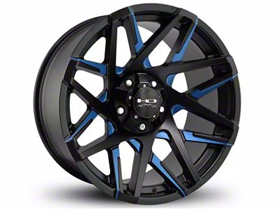 HD Off-Road Wheels Canyon Satin Black Milled with Blue Clear 6-Lug Wheel; 20x10; -25mm Offset (16-24 Titan XD)
