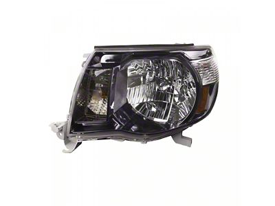 Headlights Depot Halogen Headlight; Driver Side; Black Housing; Clear Lens (05-11 Tacoma w/ Sport Package)
