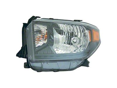 Headlights Depot Halogen Headlight; Driver Side; Black Housing; Clear Lens (15-17 Tundra)