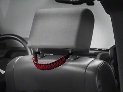RedRock Headrest Paracord Grab Handles; Black and Red (07-25 Jeep Wrangler JK & JL)