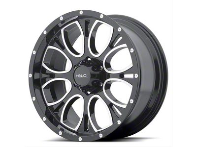 HELO HE879 Gloss Black Machined and Milled 6-Lug Wheel; 20x9; 18mm Offset (16-24 Titan XD)