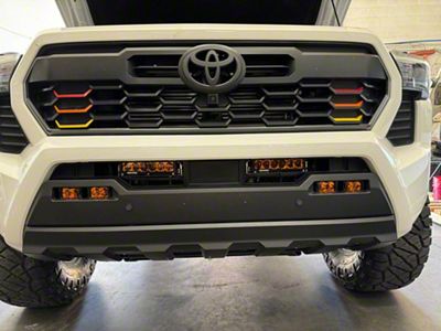Heretic Studios Dual 6-Inch LED Light Bar with Behind the Grille Mounting Brackets; Spot Beam; Amber Lens (24-25 Tacoma)