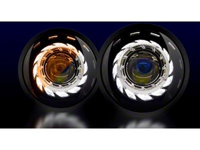 HID Projectos 7-Inch Turbine Stage 1 LED Headlights; Black Housing; Clear Lens (97-18 Jeep Wrangler TJ & JK)