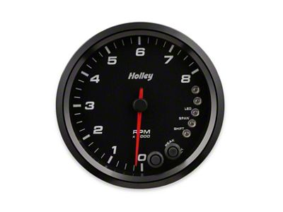 Holley 4-1/2-Inch 8K Tachometer with Shift Light; Black (Universal; Some Adaptation May Be Required)