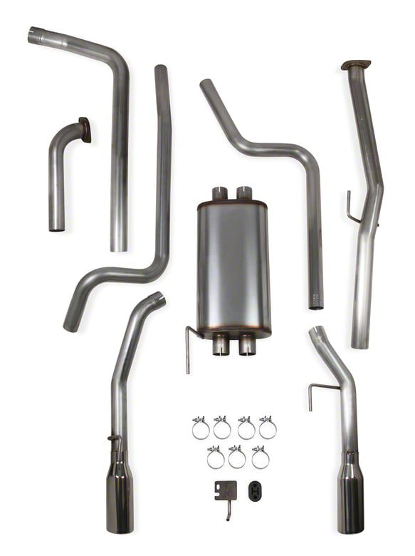 Hooker BlackHeart Titan Dual Exhaust System with Polished Tips; Rear ...