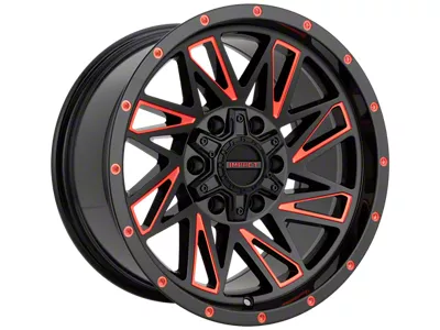 Impact Wheels 814 Gloss Black and Red Milled 6-Lug Wheel; 17x9; 0mm Offset (16-23 Tacoma)
