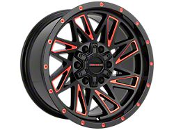 Impact Wheels 814 Gloss Black and Red Milled 6-Lug Wheel; 17x9; 0mm Offset (21-25 Bronco, Excluding Raptor)
