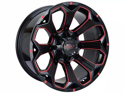 Impact Wheels 817 Gloss Black and Red Milled 6-Lug Wheel; 20x10; -12mm Offset (25-26 4Runner)