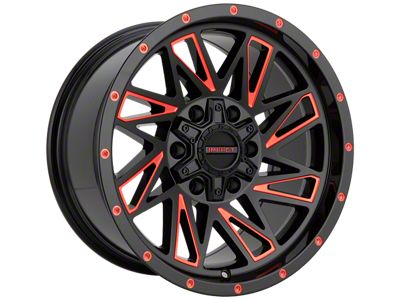 Impact Wheels 814 Gloss Black and Red Milled 6-Lug Wheel; 17x9; 0mm Offset (22-25 Bronco Raptor)
