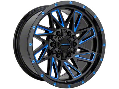 Impact Wheels 814 Gloss Black and Blue Milled 6-Lug Wheel; 17x9; 0mm Offset (22-25 Bronco Raptor)