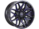 Impact Wheels 819 Gloss Black and Blue Milled Wheel; 17x9; 0mm Offset (76-86 Jeep CJ7)