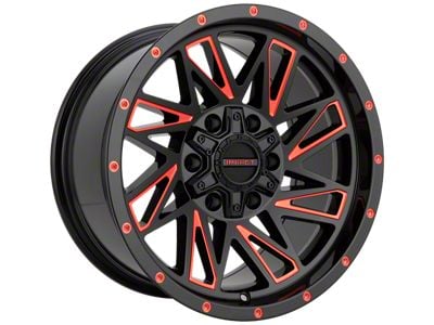 Impact Wheels 814 Gloss Black and Red Milled Wheel; 17x9; -12mm Offset (20-25 Jeep Gladiator JT)