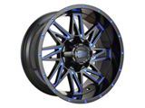 Impact Wheels 814 Gloss Black and Blue Milled Wheel; 17x9; -12mm Offset (99-04 Jeep Grand Cherokee WJ)