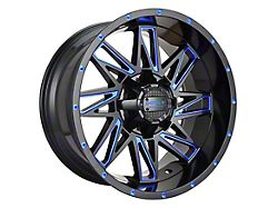 Impact Wheels 814 Gloss Black and Blue Milled Wheel; 17x9; -12mm Offset (99-04 Jeep Grand Cherokee WJ)