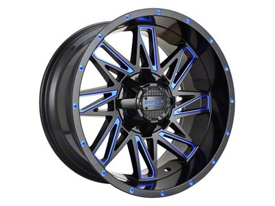 Impact Wheels 814 Gloss Black and Blue Milled Wheel; 17x9; -12mm Offset (99-04 Jeep Grand Cherokee WJ)