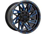 Impact Wheels 814 Gloss Black and Blue Milled 6-Lug Wheel; 17x9; 0mm Offset (24-26 Tacoma)