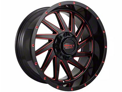 Impact Wheels 811 Gloss Black and Red Milled 6-Lug Wheel; 20x10; -12mm Offset (22-25 Tundra)