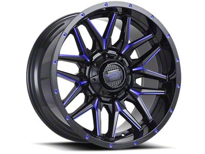 Impact Wheels 819 Gloss Black and Blue Milled 6-Lug Wheel; 18x9; -12mm Offset (22-25 Tundra)