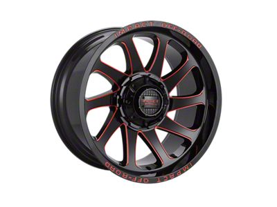 Impact Wheels 825 Gloss Black and Red Milled 6-Lug Wheel; 20x10; -12mm Offset (22-25 Tundra)