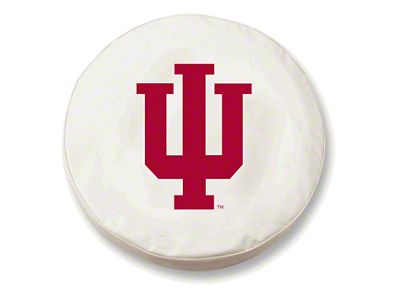 Indiana University Spare Tire Cover; White (66-18 Jeep CJ5, CJ7, Wrangler YJ, TJ & JK)