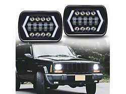 5x7-Inch LED Headlights; Black Housing; Clear Lens (84-01 Jeep Cherokee XJ)