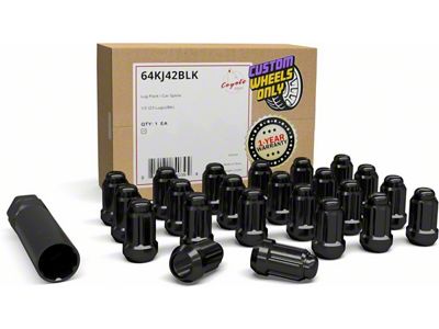 Black 6-Spline Lut Nut Kit; 1/2-Inch x 20; Set of 23 (84-01 Jeep Cherokee XJ)