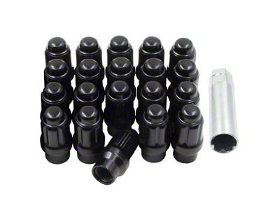 Black Chrome ET Bulge Acorn Lug Nut Kit; 1/2-Inch x 20; Set of 20 (84-01 Jeep Cherokee XJ)