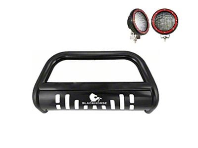 Bull Bar with 5.30-Inch Red Round Flood LED Lights; Black (14-23 Jeep Cherokee KL, Excluding Trailhawk)