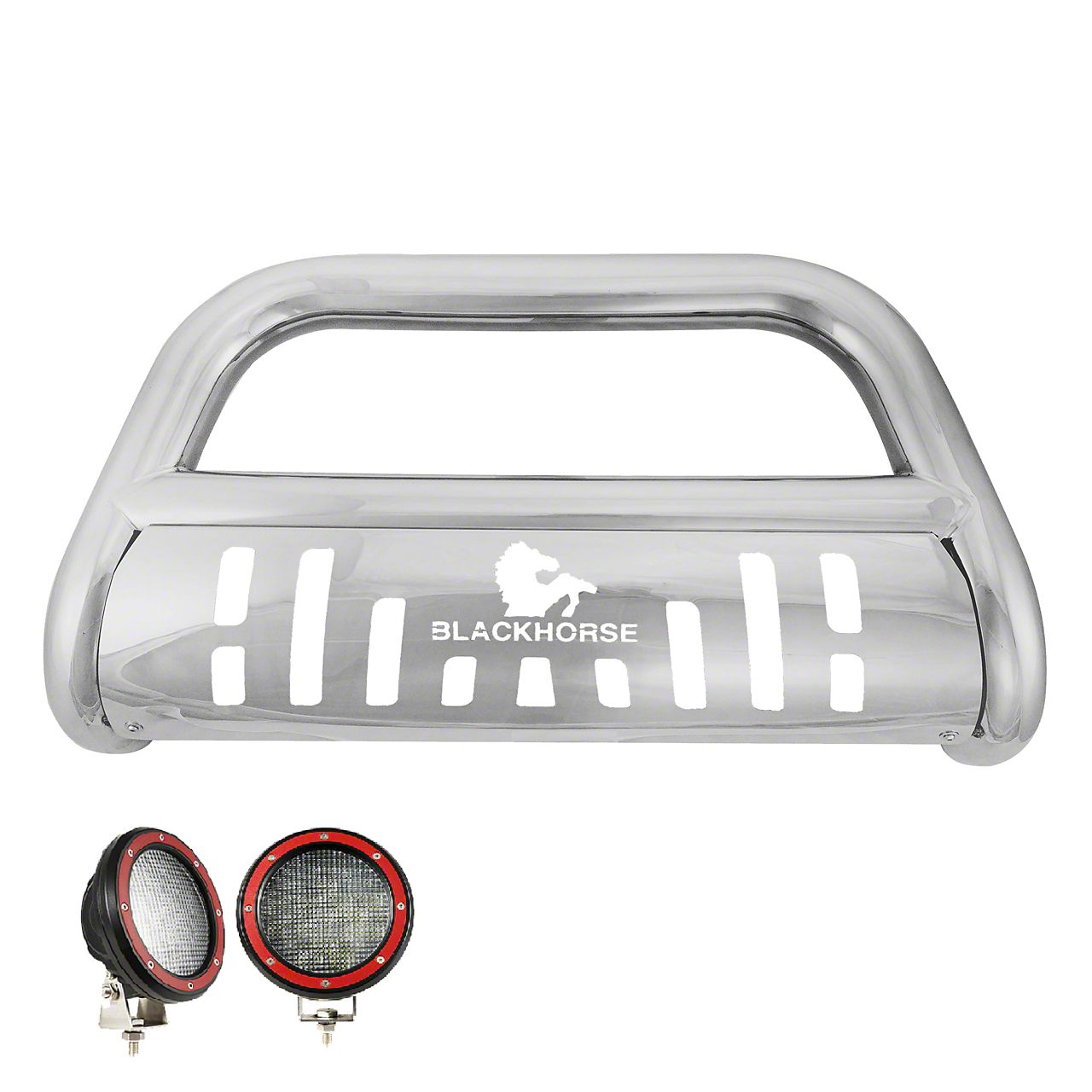 Jeep Cherokee Bull Bar with 5.30Inch Red Round Flood LED Lights