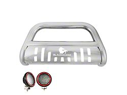 Bull Bar with 5.30-Inch Red Round Flood LED Lights; Stainless Steel (14-23 Jeep Cherokee KL, Excluding Trailhawk)