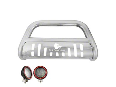 Bull Bar with 5.30-Inch Red Round Flood LED Lights; Stainless Steel (14-23 Jeep Cherokee KL, Excluding Trailhawk)