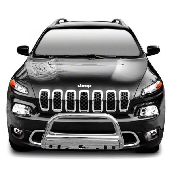 Bull Bar with Stainless Steel Skid Plate Stainless Steel 14 23 Jeep Cherokee KL Excluding Trailhawk