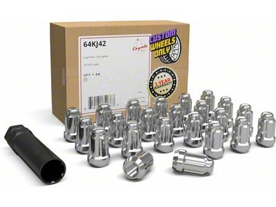 Chrome 6-Spline Lut Nut Kit; 1/2-Inch x 20; Set of 23 (84-01 Jeep Cherokee XJ)