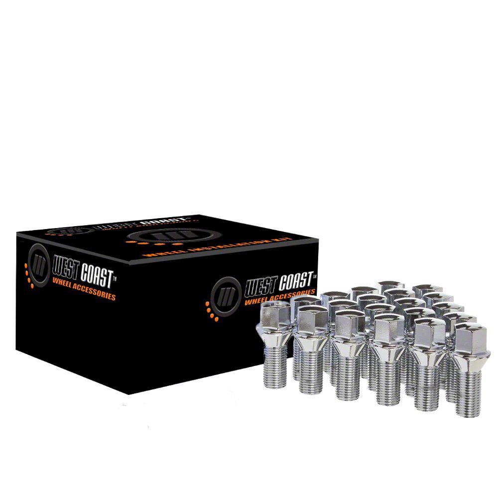 Jeep Cherokee Chrome Conical Lug Bolts; M12x1.25; Set of 20 (1423 Jeep