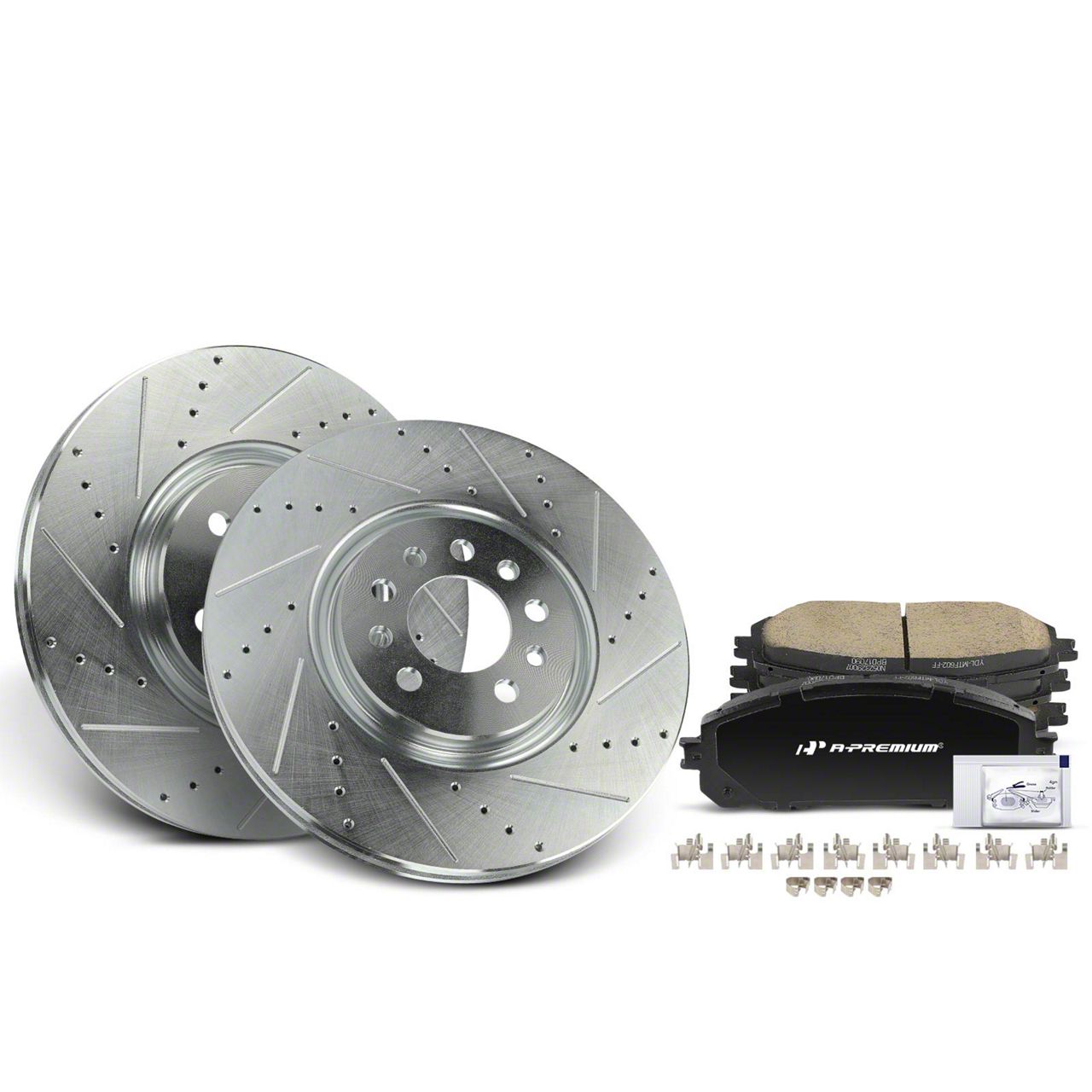 Jeep Cherokee Drilled and Slotted Brake Rotor and Pad Kit; Front (1423