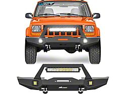 Full-Width Off-Road Front Bumper with LED Lighting; Textured Black (84-01 Jeep Cherokee XJ)