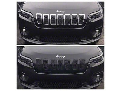 Chrome Delete Grille Overlay; Gloss Black (19-23 Jeep Cherokee KL)