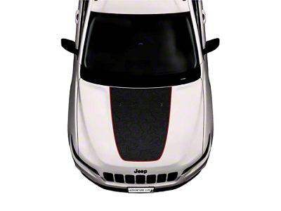 Hood Graphic without Washer Nozzle Cutouts; Matte Black with Red Outline (14-23 Jeep Cherokee KL)
