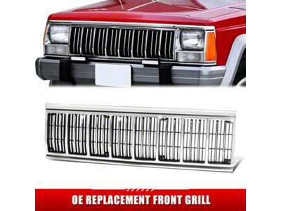 OE Style Fence Mesh Upper Replacement Grille; Chrome (91-96 Jeep Cherokee XJ)