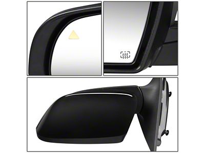 OE Style Powered Heated Side Mirror with Blind Spot Detection, Puddle Light and Turn Signal; Paintable Black; Driver Side (14-16 Jeep Cherokee KL w/ Memory Mirrors)