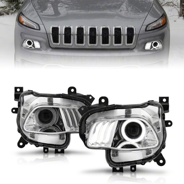 Pair Of Black Housing Halogen Headlights For 2014-2018 Jeep Cherokee - Left & Right, DOT/SAE Certified 12 thumbnail image