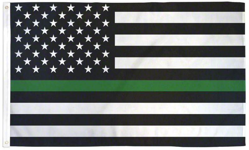 3-Foot x 5-Foot USA Flag; Green Stripe