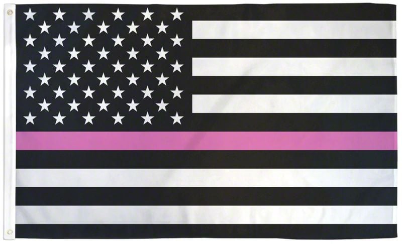 3-Foot x 5-Foot USA Flag; Pink Stripe