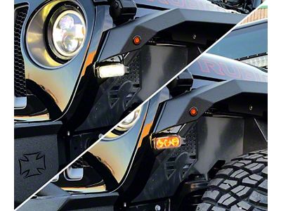 Quake LED Tempest 3-Inch DRL Fender Lights with Switchback Turn Signal (20-25 Jeep Gladiator JT)
