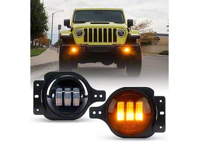 4-Inch III Series LED Fog Lights; Amber (20-25 Jeep Gladiator JT)