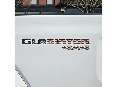 GLADIATOR 4x4 Bed/Tailgate Decal; Distressed American Flag with Black Outline (20-25 Jeep Gladiator JT)