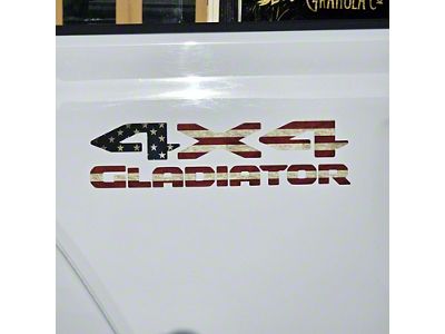 4x4 GLADIATOR Bed/Tailgate Decal; Distressed American Flag (20-25 Jeep Gladiator JT)